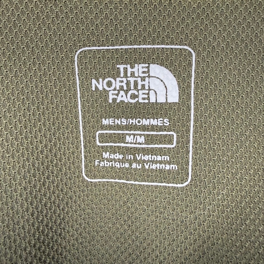 The North Face Men's Size Medium 1/4 Zip Pullover Olive Green Lime Stitching - Picture 5 of 6
